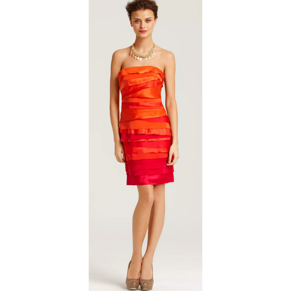 Phoebe Couture Silk Strapless Women Mini Tiered Dress sz 10 - Unique/Rare!